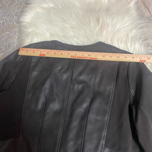 Thalia Sodi Sz L Charcoal Gray Faux Leather Collarless Women’s Jacket - Picture 14 of 16